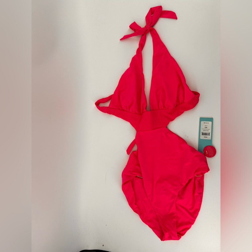 Beach bunny Nina cutout one piece full neon hot pink color barb size m nwt